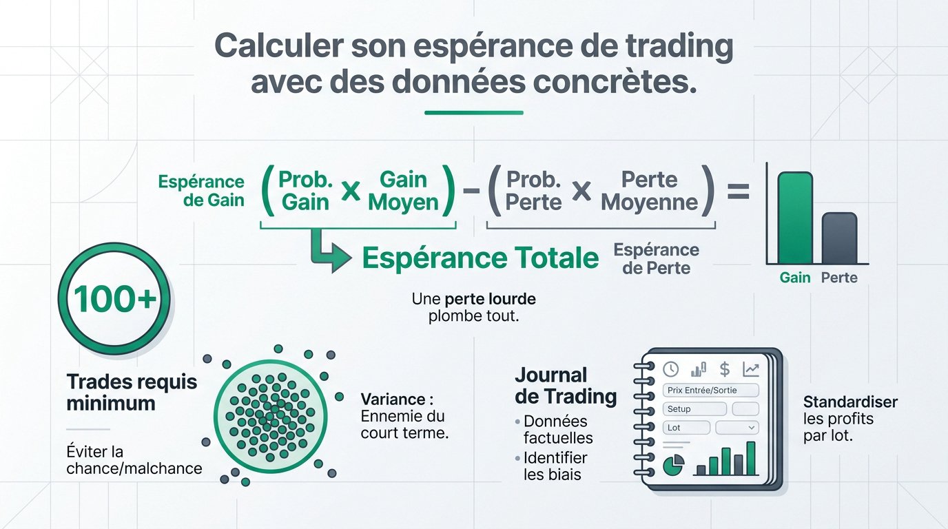 Graphique illustrant le calcul de l'espérance mathématique en trading