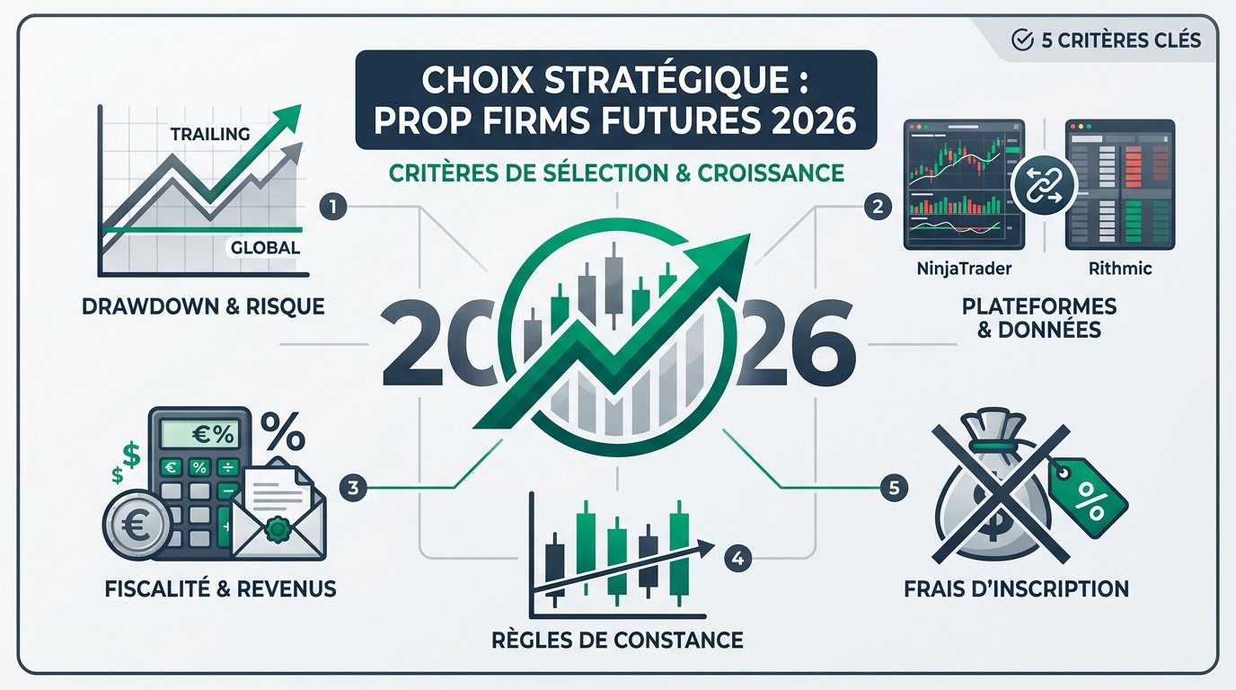 Comparatif prop firms futures 2026 : critères de sélection