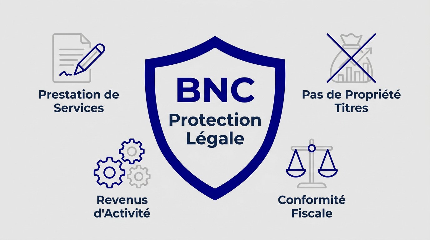 Fiscalité prop firm : infographie expliquant la qualification des revenus BNC pour les traders de prop firms en France