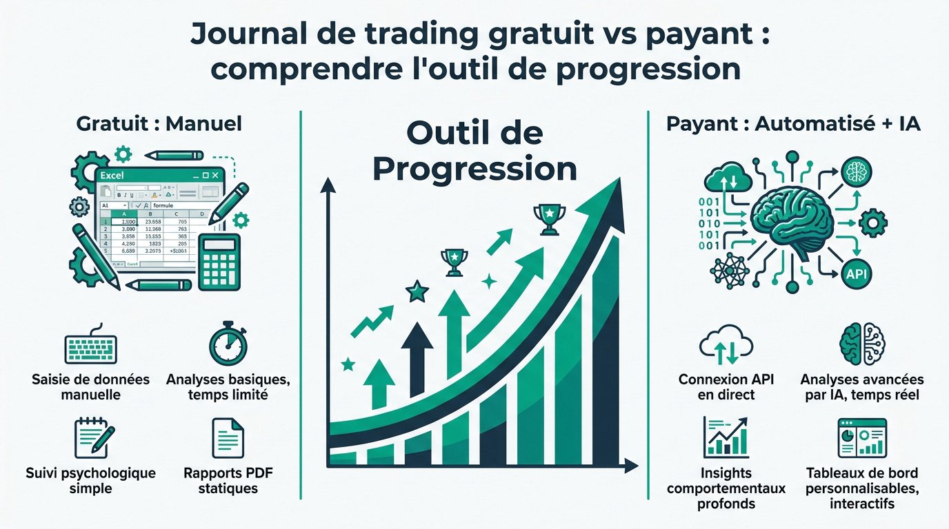 Journal de trading gratuit : comparaison entre un tableur Excel et un logiciel payant automatisé