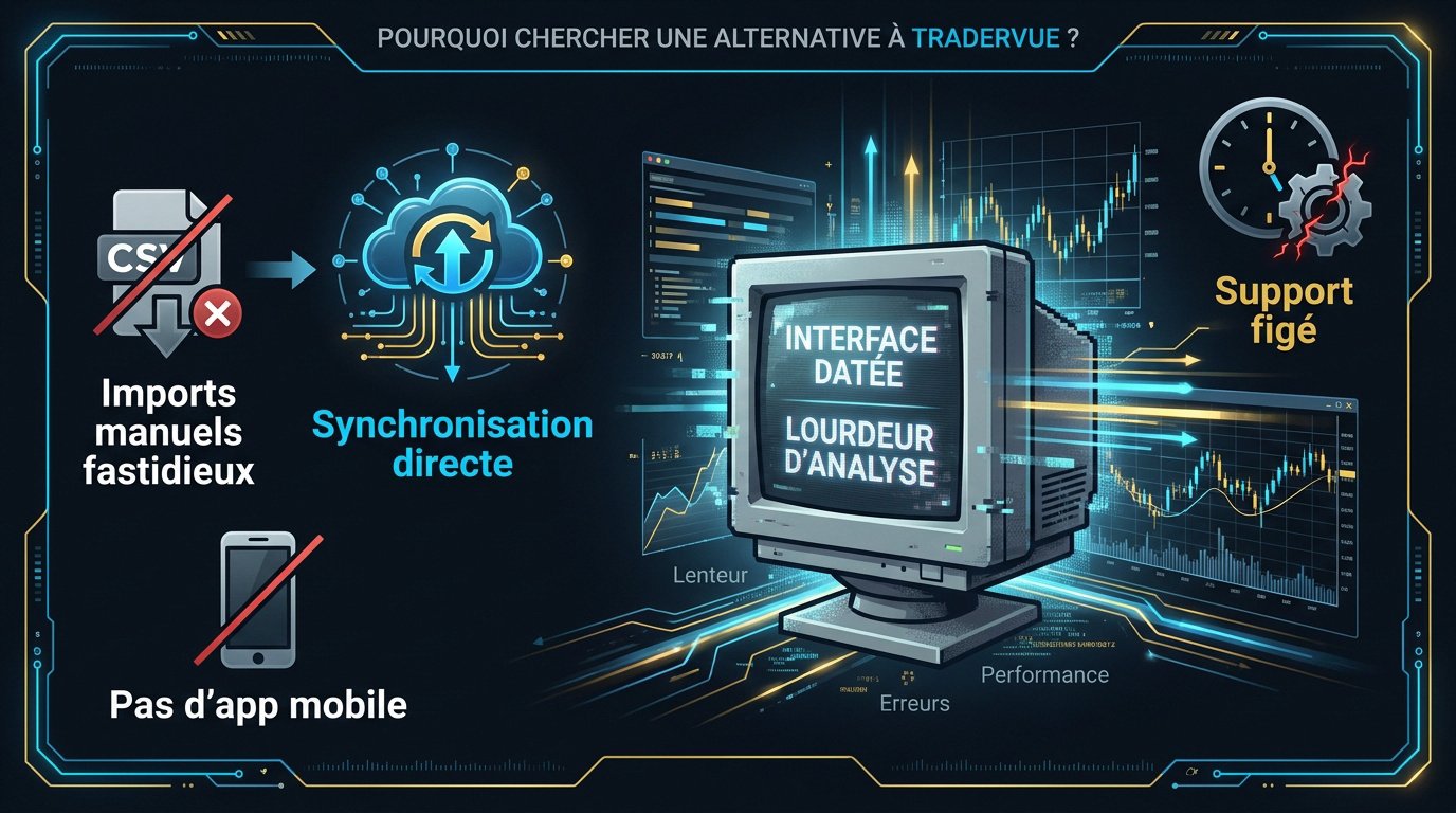 Interface datée de Tradervue et besoin d'automatisation en trading futures