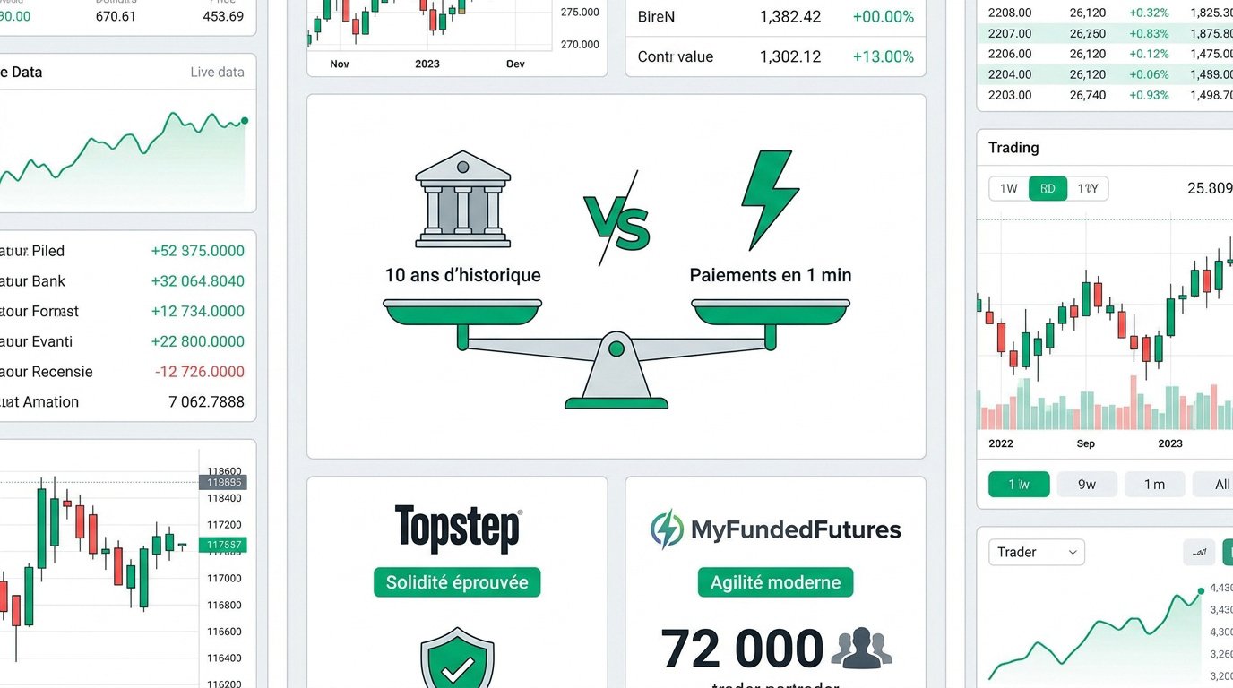 MyFundedFutures vs Topstep : comparaison entre la stabilité historique de Topstep et l'agilité technologique de MyFundedFutures