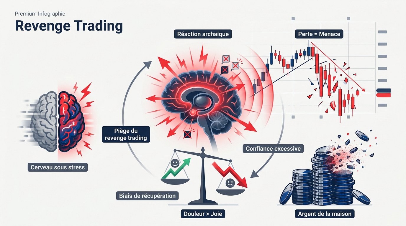 Schéma explicatif du cycle psychologique du revenge trading sur les marchés futures